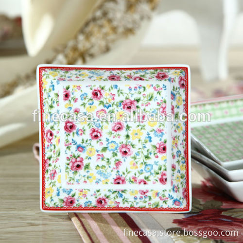 4.75 Inches Elegant New Bone China Square Shape Dinner Plate set